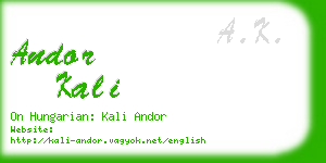 andor kali business card